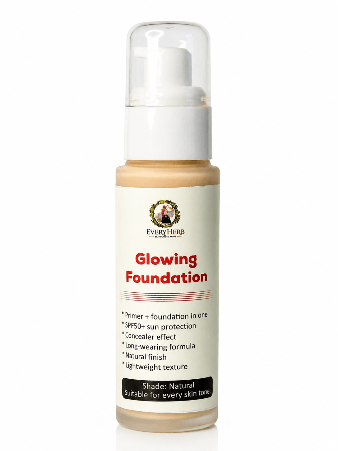 Glowing Foundation – SPF50 Radiant Base (Shade - Natural)